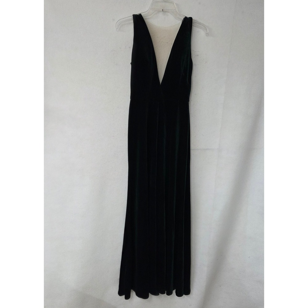 Jenny Yoo Collection Dark Emerald Green Velvet Deep V-Neck‎ Maxi Gown Dress 4